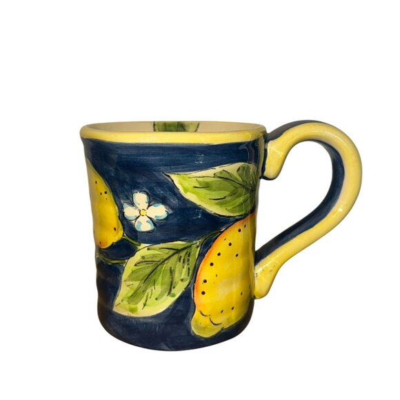 Blue Lemons Other - Hand-Painted Ceramic Mug With Lemon Design